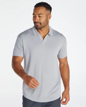 Ribbed Short Sleeve Open V Polo