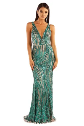 Sapphira Sequin Gown - Emerald Green