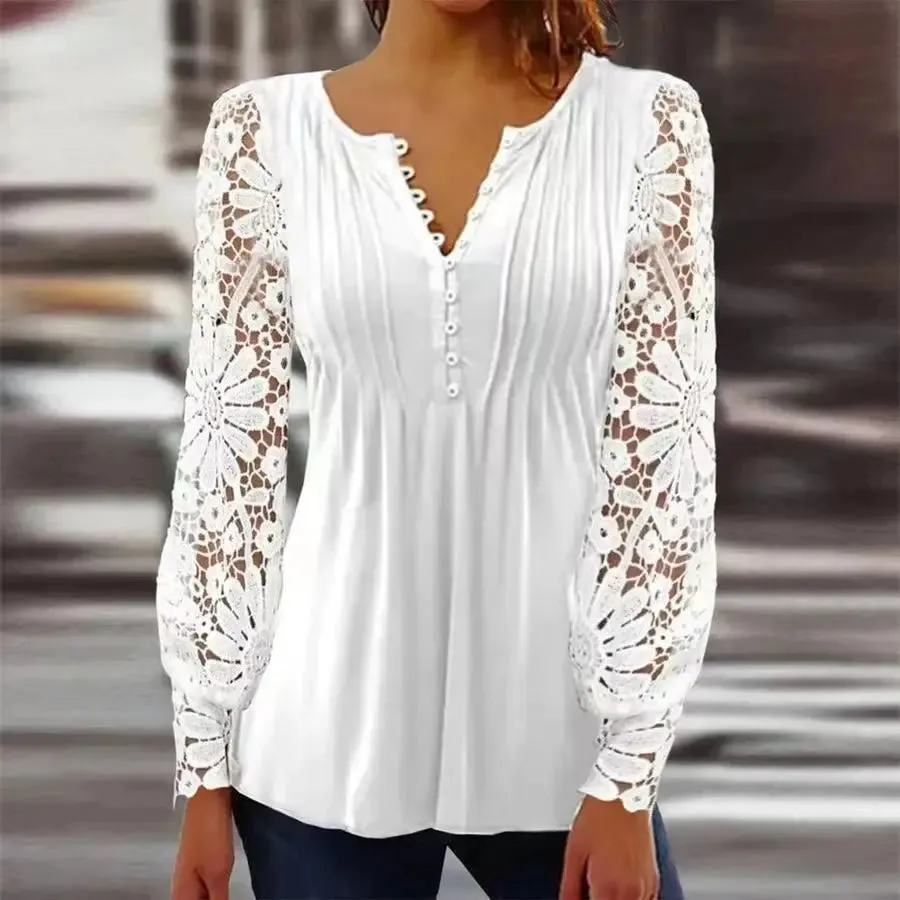 Sexy Long Sleeve Lace Blouse Women Tops Casual White Crochet Hollow Out Cropped Women's Shirt Turtleneck Female Blusas 16296