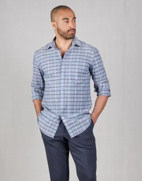 Sinatra Blue & Brown Check Shirt