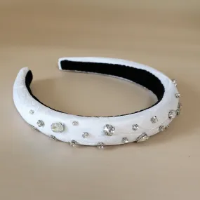 Slender Headband White SIlver Studs