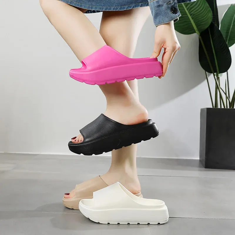 Summer 2024 Women's Thick Sole Eva Slippers: Platform Home Slides & Non-Slip Bathroom Flip Flops