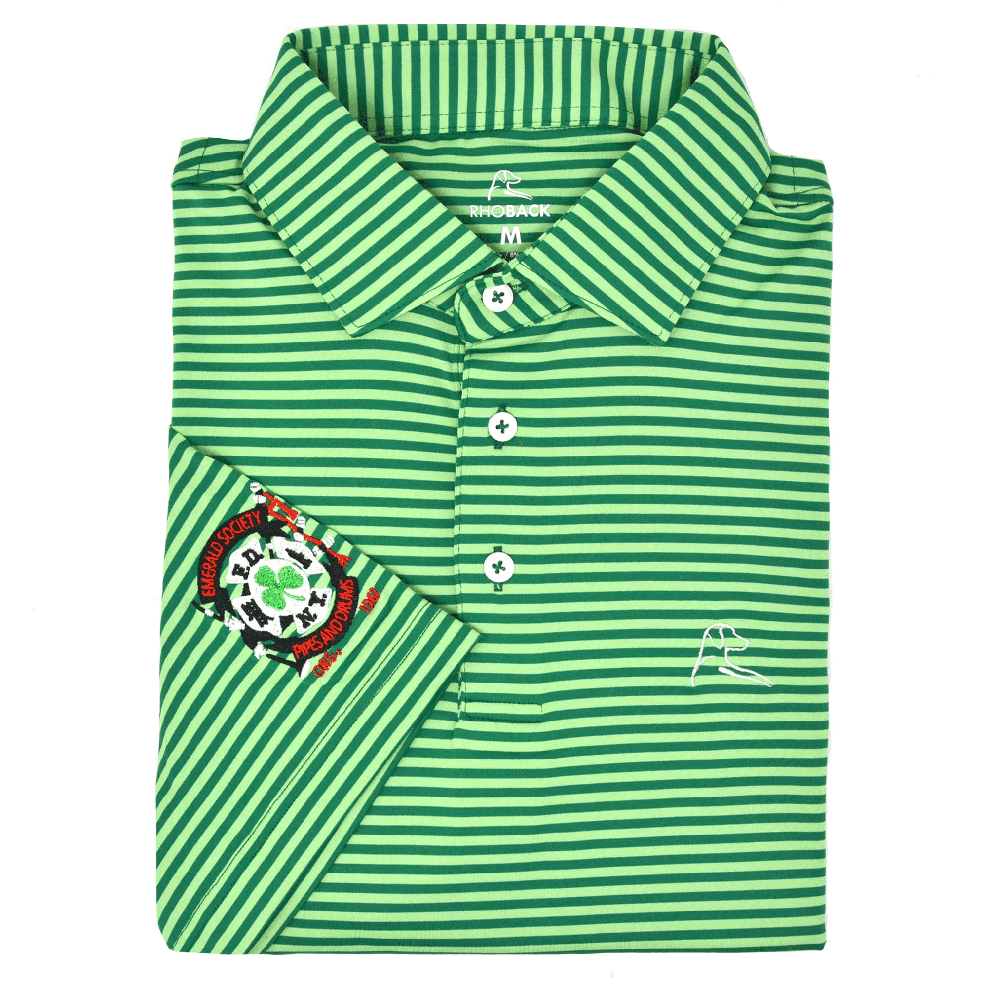 The Birdie Stripe | Performance Polo | The Birdie Stripe - Clover Green/Pistachio Green - Pipes & Drums