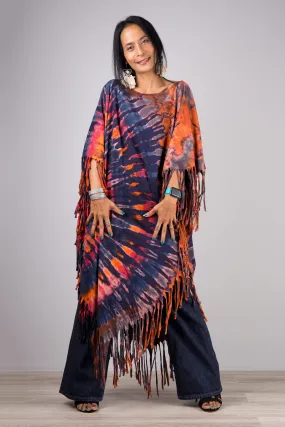 Tie dye poncho top