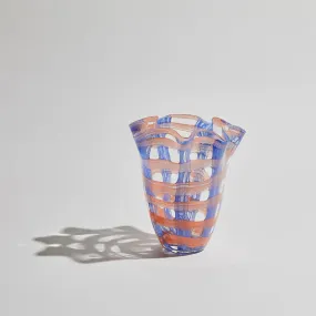 Vivid Check Vase - Med - Cobalt/Melon